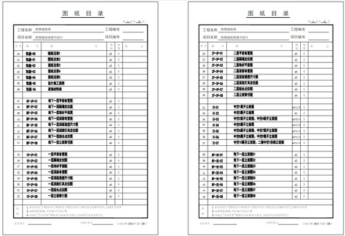 商場深化設計施工圖圖紙目錄1
