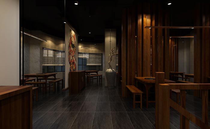 返璞歸真、回歸自然的健康飲食餐廳背景墻設計案例效果圖