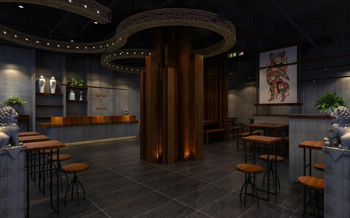返璞歸真、回歸自然的健康飲食餐廳大廳設計案例效果圖