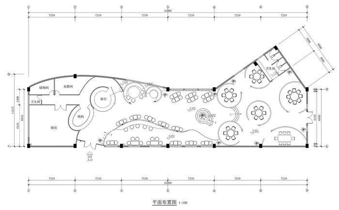 特色風味餐廳平面圖裝修設計效果圖