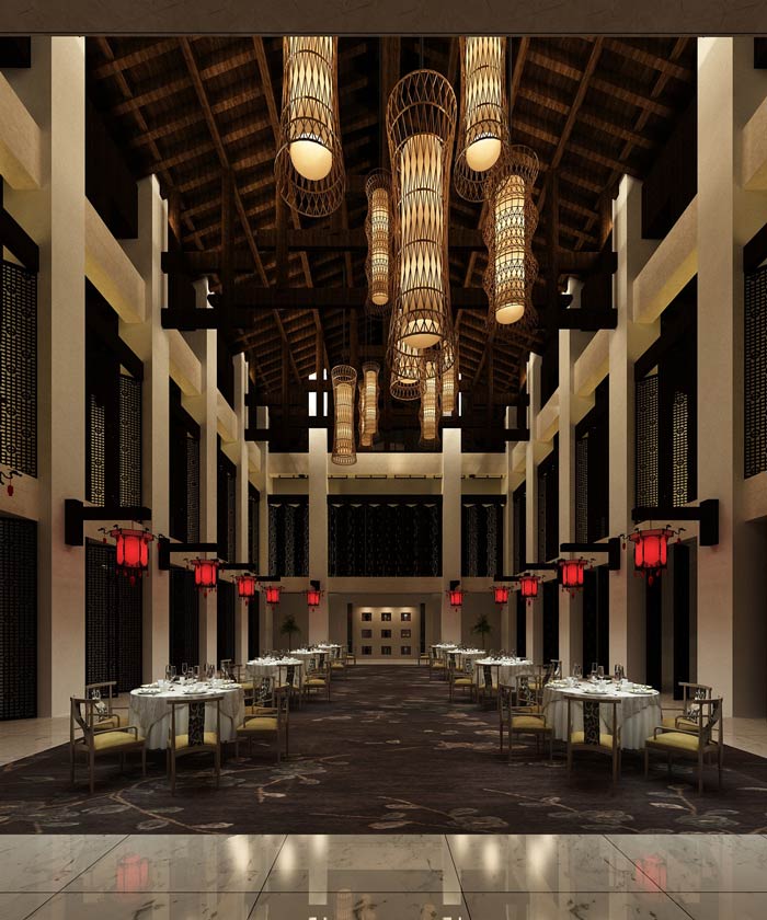 大型中式餐廳大廳餐區裝修設計效果圖