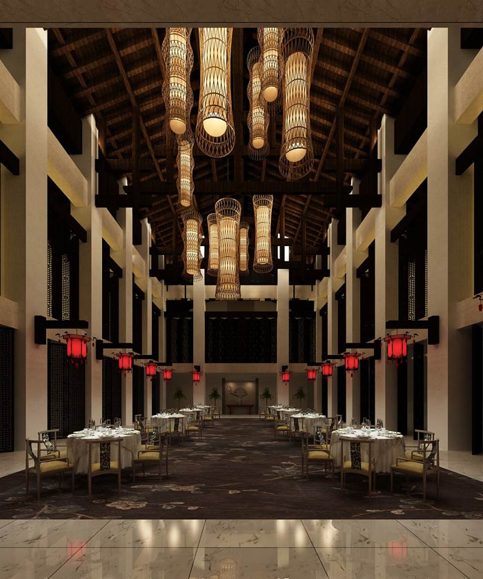 大型中式餐廳大廳餐區裝修設計效果圖