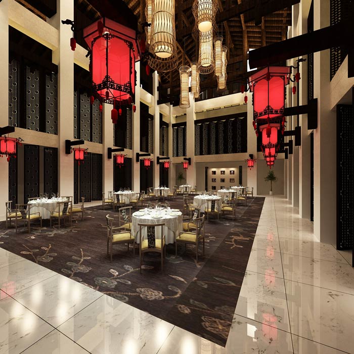 大型中式餐廳大廳餐區裝修設計效果圖