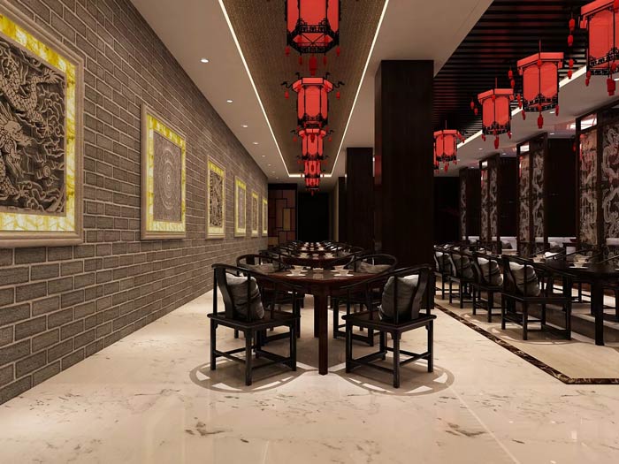 大型中式餐廳餐區燈光裝修設計效果圖