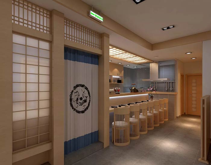 日式料理店吧臺裝修設計效果圖